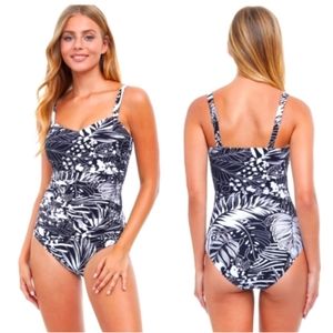 Gottex black and white one piece bathing suit size 8D